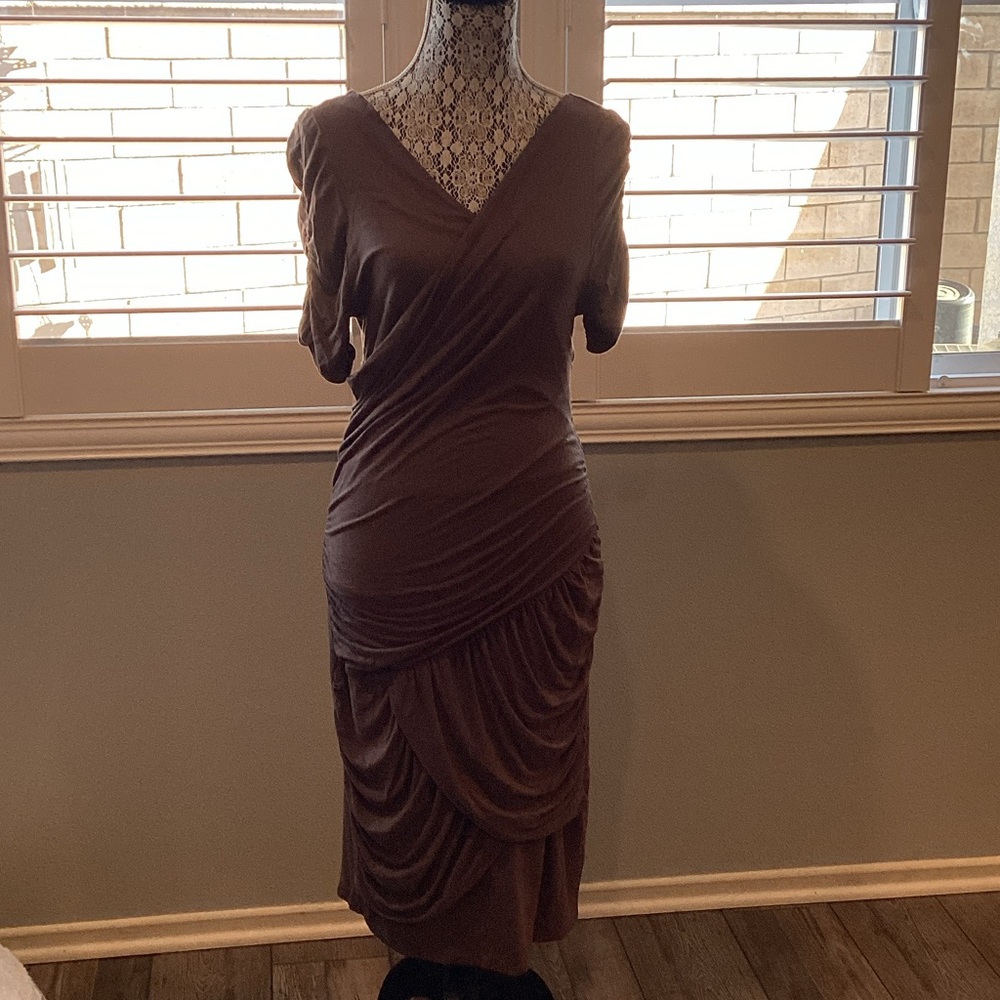 Signature by Sangria Elegant Brown Midi Dress